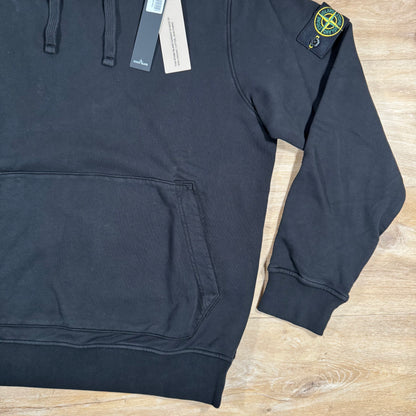 Stone Island Organic Cotton Fleece Pullover Hoodie in Black