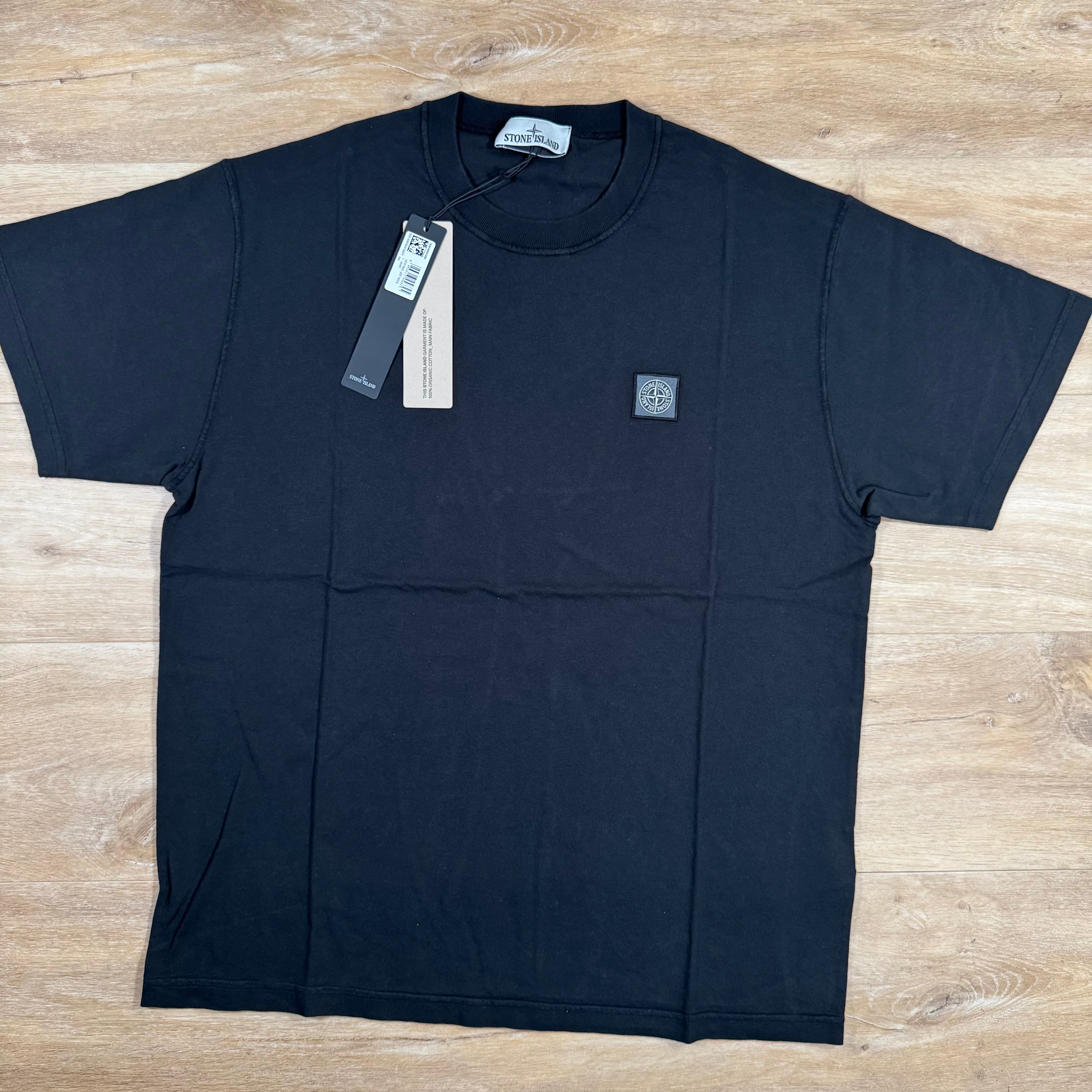 Stone Island Fissato Effect Patch Logo T-Shirt in Black – Label