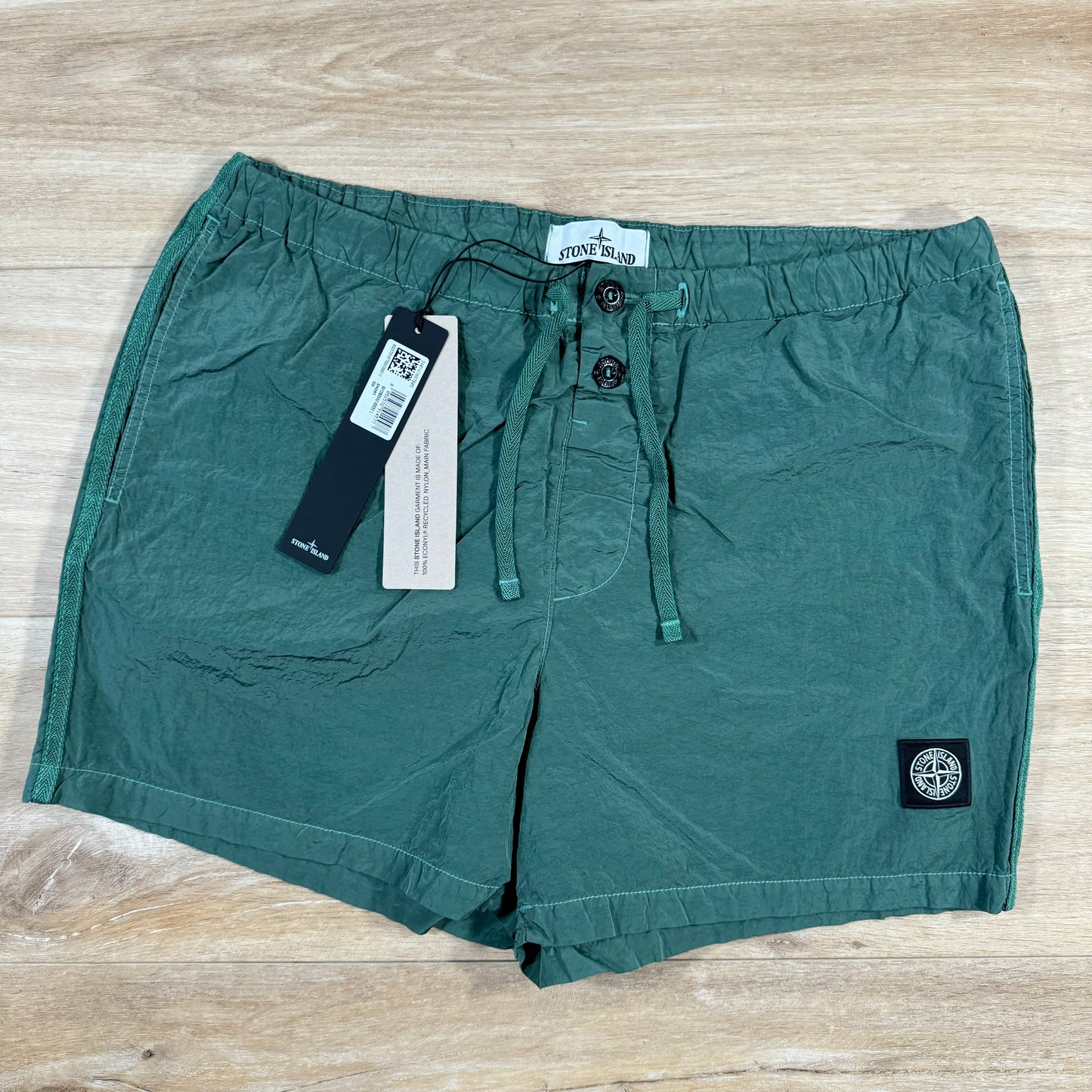 Stone Island Nylon Metal Button Swim Shorts in Light Green