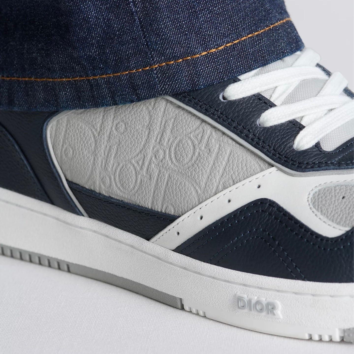 Dior B27 Uptown Low-Top Sneaker in Navy Blue / Dior Grey