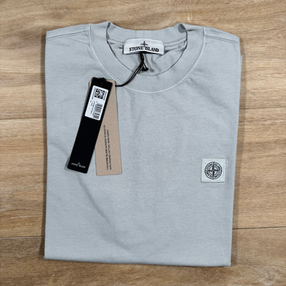 Stone Island Combed Organic Cotton Patch Logo T-Shirt in Pearl Grey