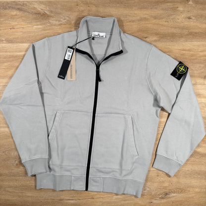 Stone Island Organic Cotton Full-Zip Sweatshirt in Pearl Grey