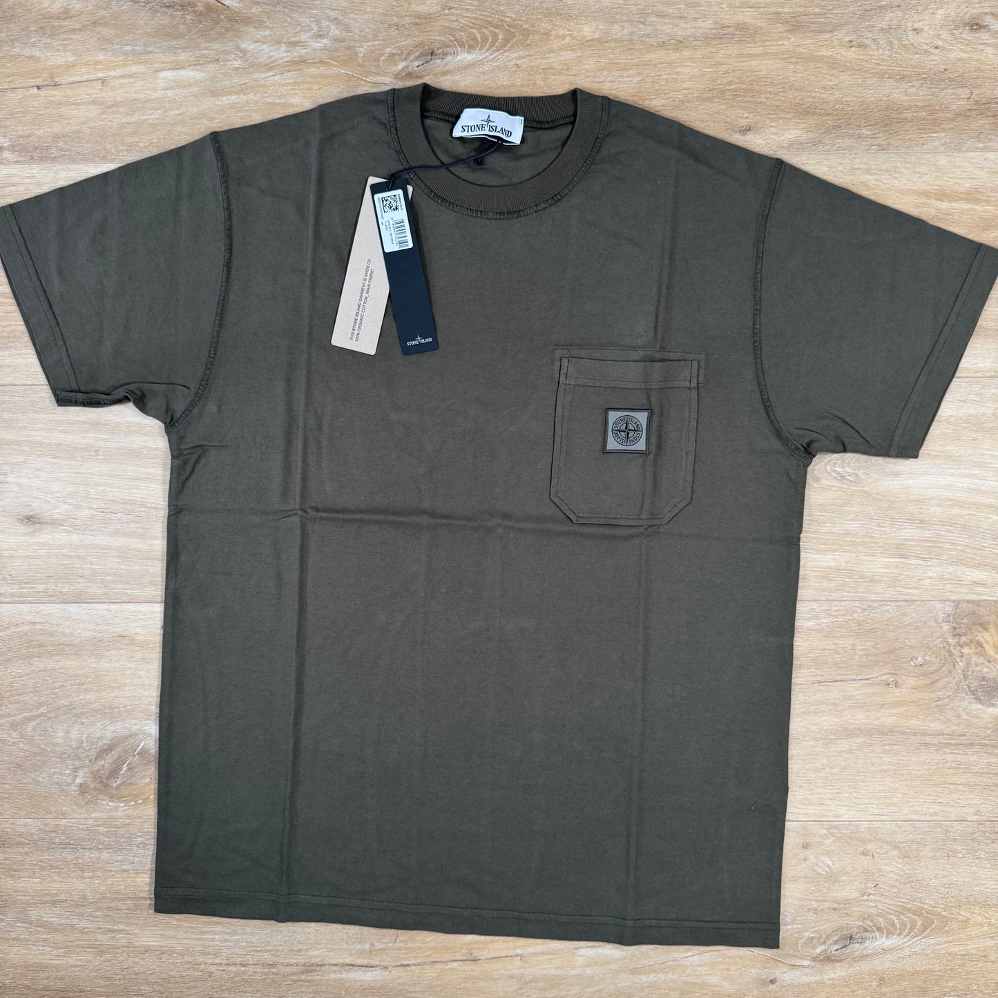 Stone Island Organic Cotton Fissato Effect T-Shirt in Military Green