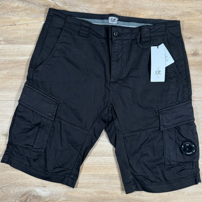C.P. Company Stretch Sateen Lens Cargo Shorts in Black