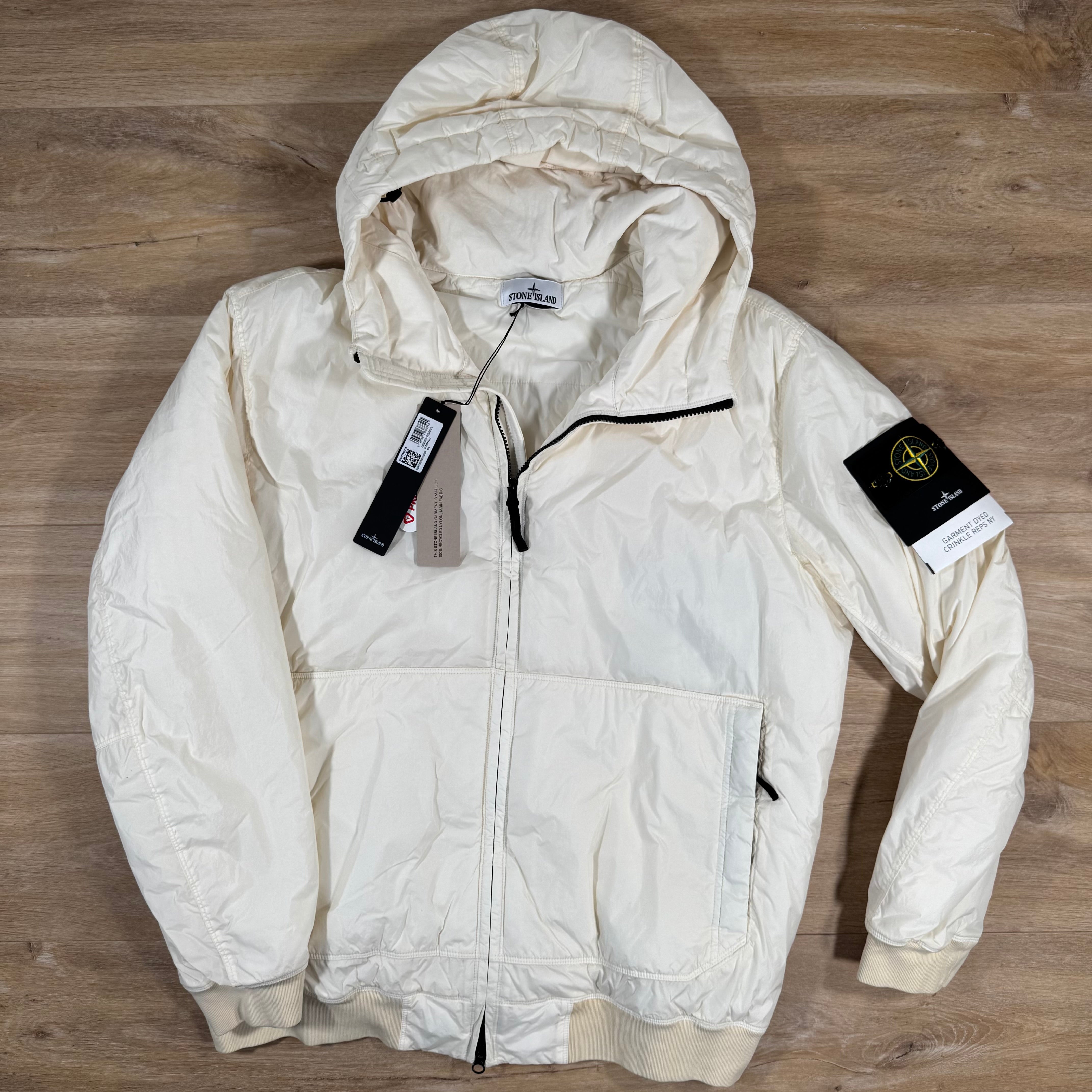 Stone Island Crinkle Reps NY Padded Jacket in Ivory – Label Menswear