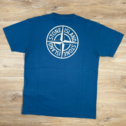 Stone Island Reverse Graphic Logo T-Shirt in Avio Blue