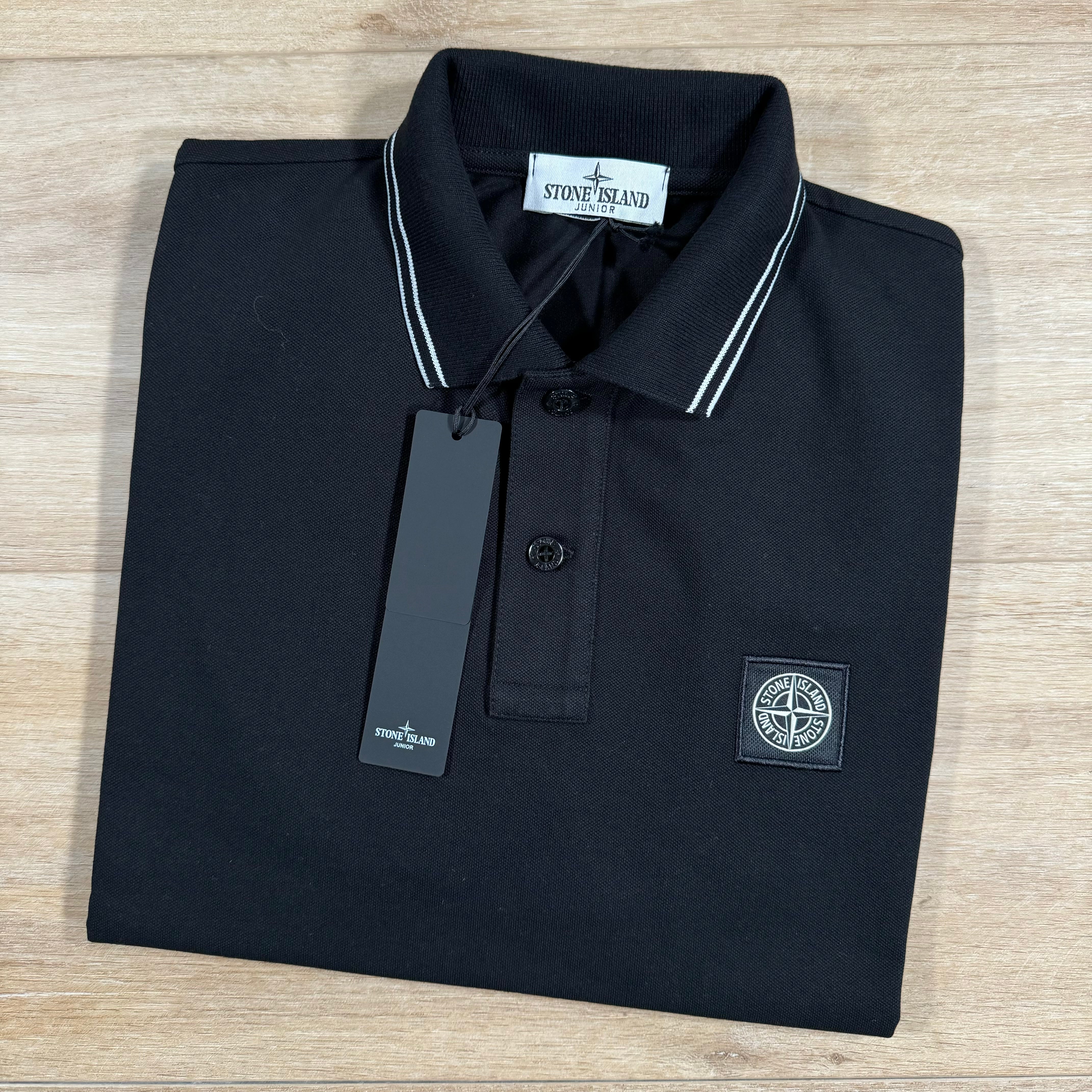 Stone Island Junior Patch Polo Shirt in Black LABEL MENSWEAR