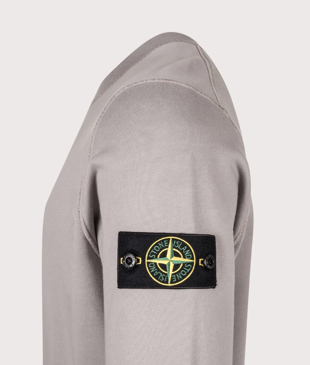 Stone Island Organic Cotton Fleece Crewneck Sweatshirt in Grey