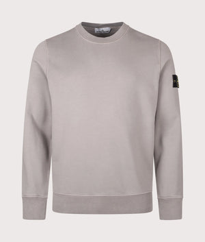 Stone Island Organic Cotton Fleece Crewneck Sweatshirt in Grey