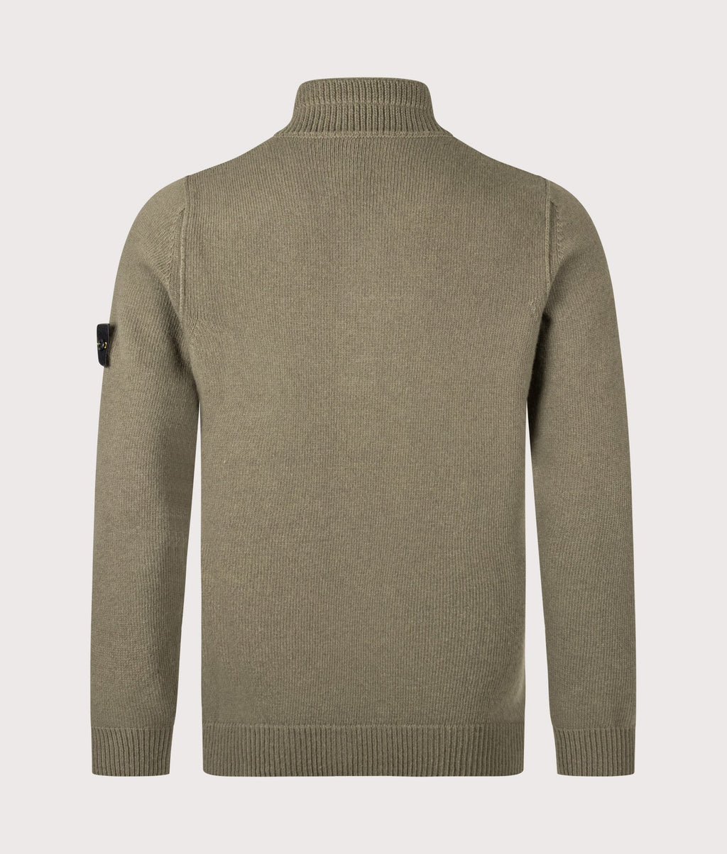Stone Island Lambswool Half-Zip Jumper in Military Green