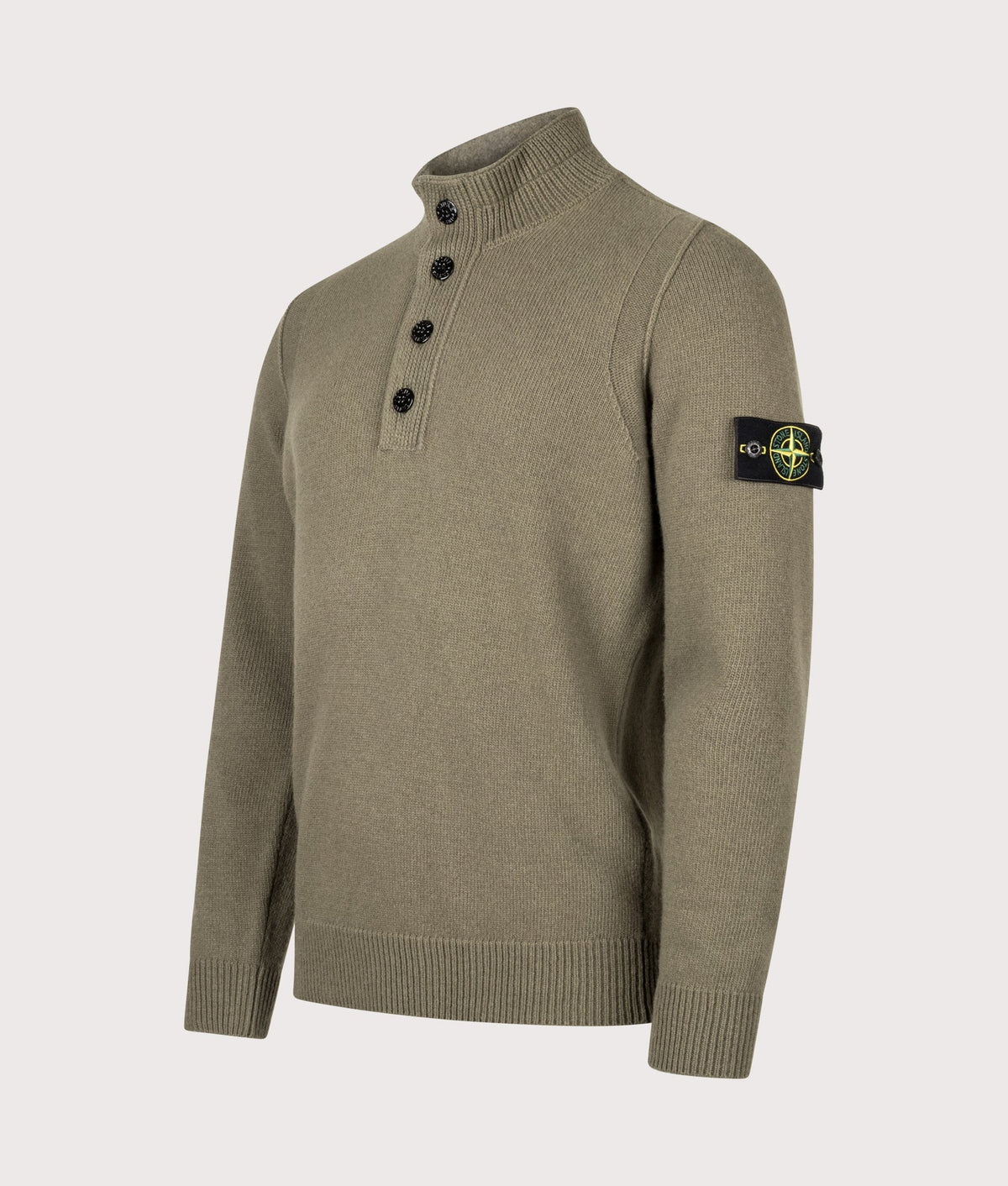 Stone Island Lambswool Half-Zip Jumper in Military Green