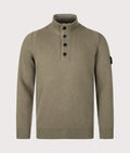 Stone Island Lambswool Half-Zip Jumper in Military Green