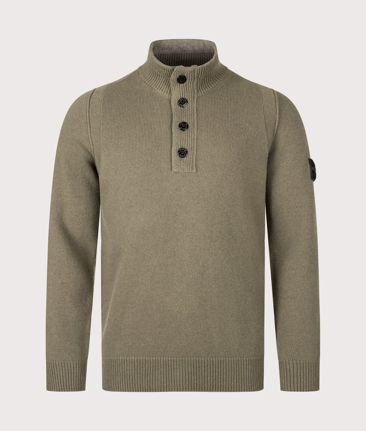 Stone Island Lambswool Half-Zip Jumper in Military Green