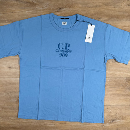 C.P. Company 20/1 Jersey Boxy Logo T-Shirt in Pacific Coast - Light Blue