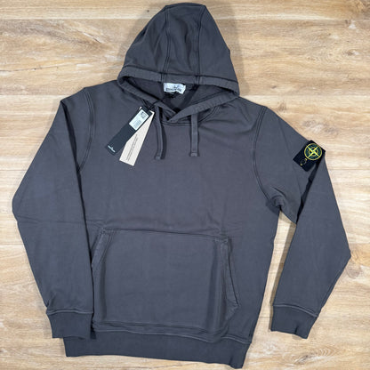 Stone Island Organic Cotton Fleece Pullover Hoodie in Charcoal Grey