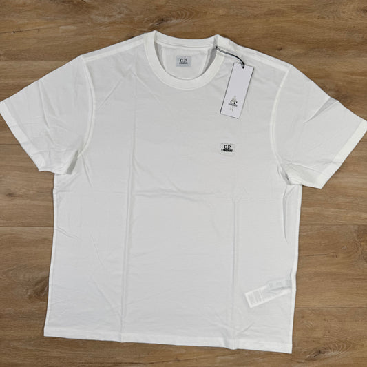 C.P. Company 30/1 Jersey Logo Patch T-Shirt in Gauze White
