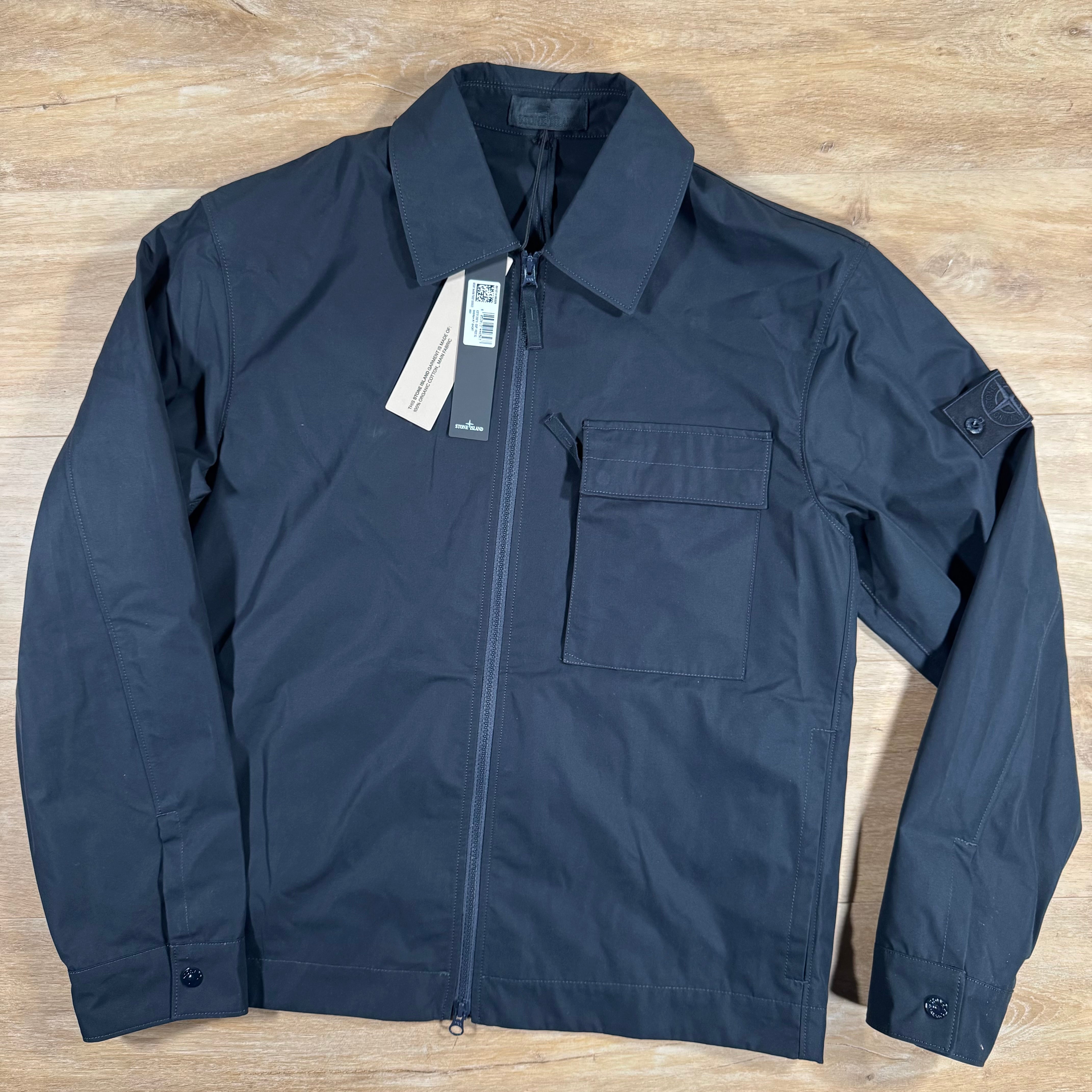 Stone Island Ghost Weatherproof Cotton Canvas Overshirt in Navy