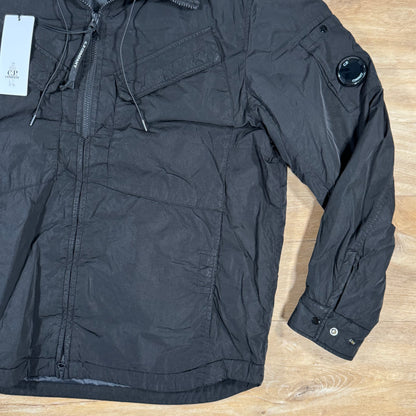 C.P. Company Chrome-R Hooded Zipped Lens Overshirt in Black