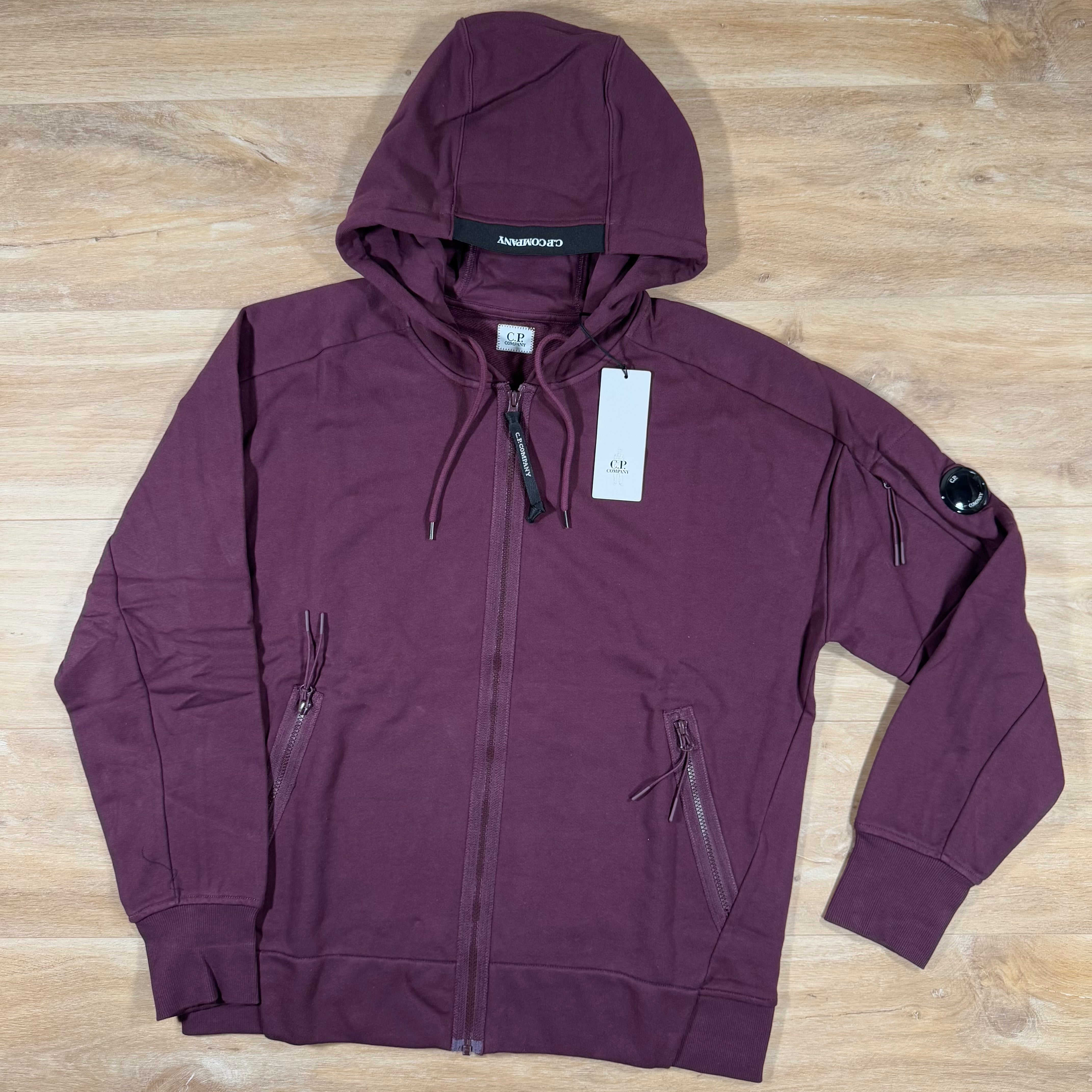 C.P. Company Diagonal Raised Zipped Lens Hoodie in Potent Purple LABEL MENSWEAR