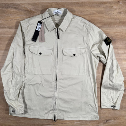 Stone Island Organic Stretch Cotton Overshirt in Sand