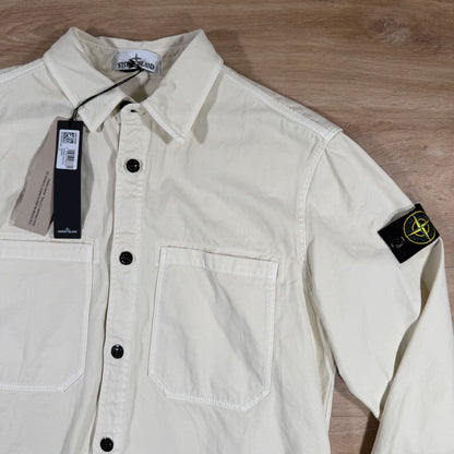 Stone Island Organic Panama Cotton Old Effect Overshirt in Ivory
