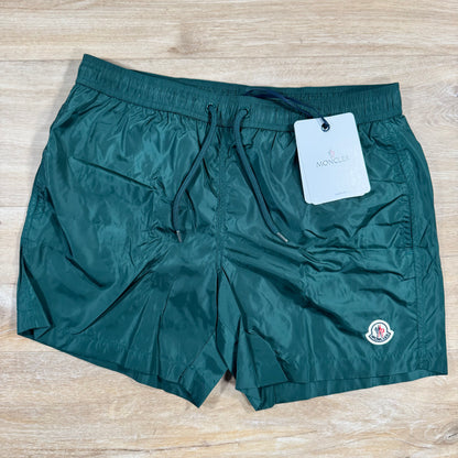 Moncler Logo Patch Swim Shorts in Green