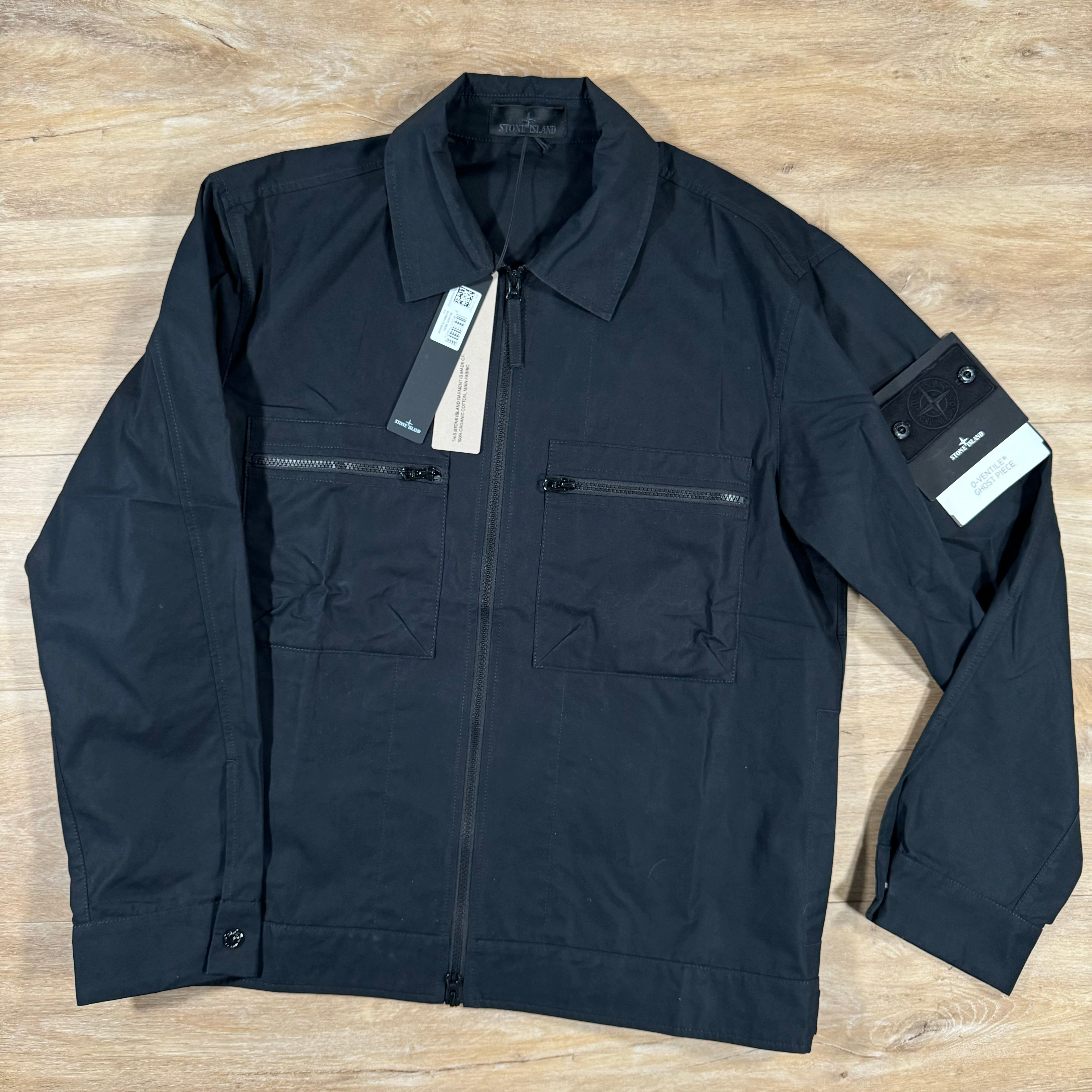 Stone Island Weatherproof Canvas Ghost Overshirt in Black LABEL MENSWEAR