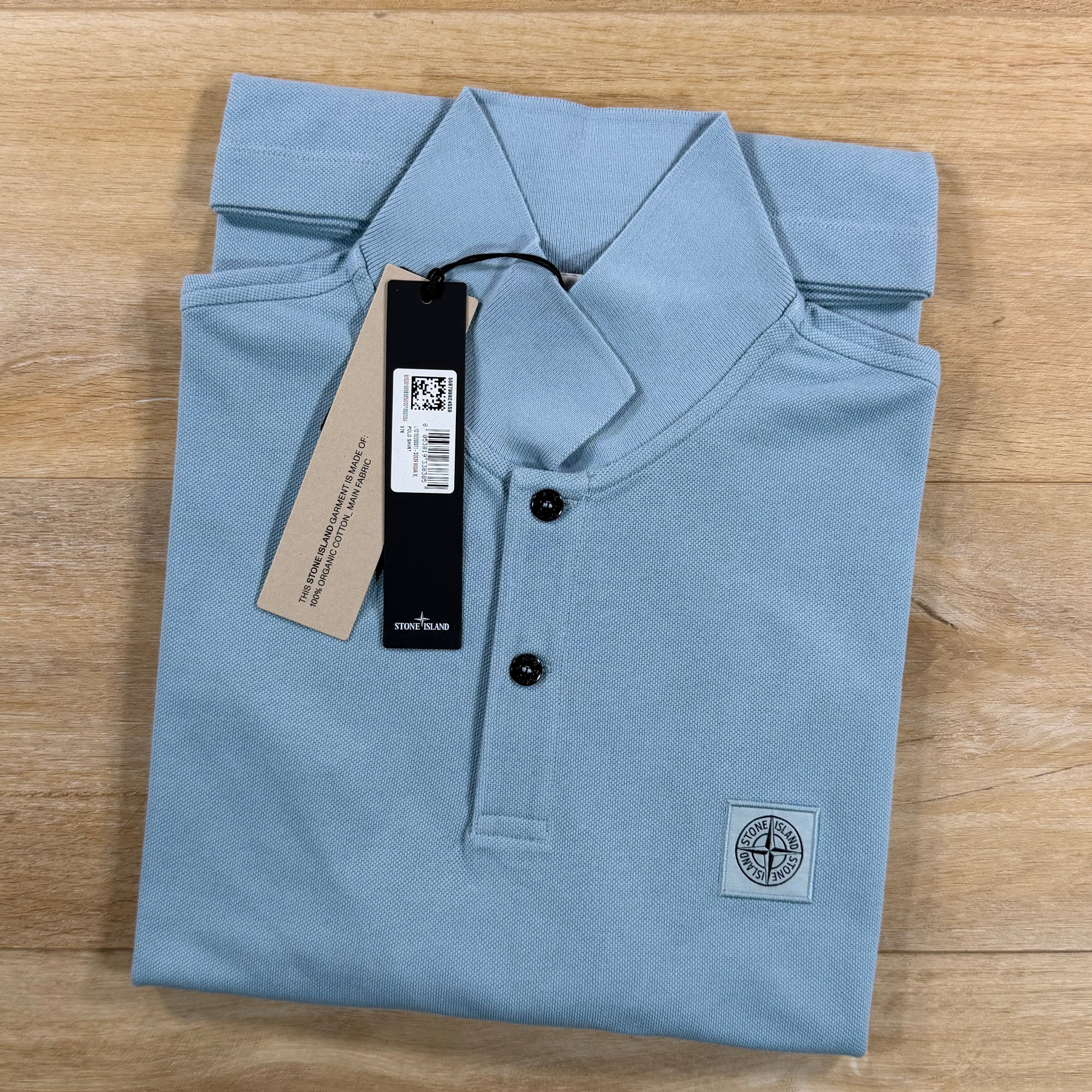 Stone Island Regular Fit Patch Logo Polo Shirt in Dust Blue