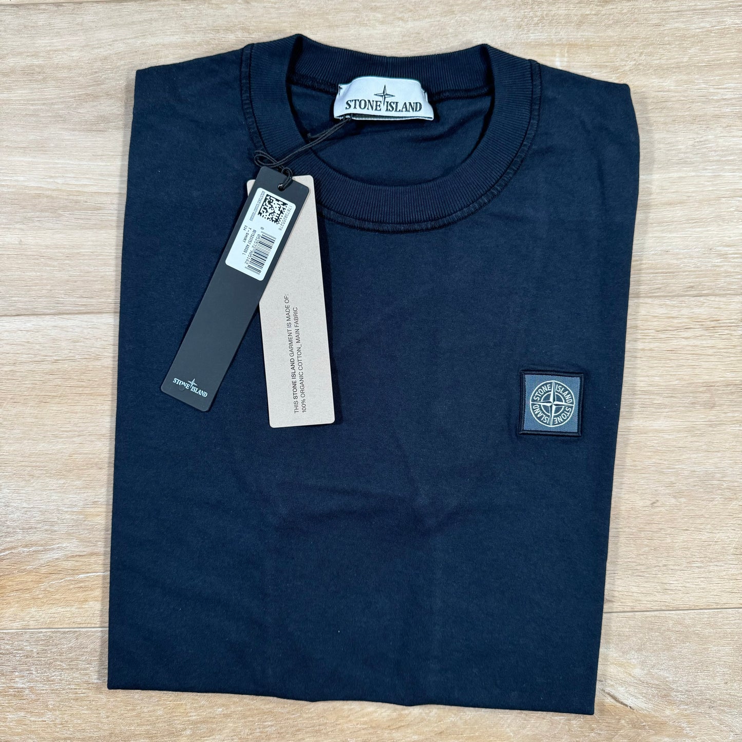 Stone Island Patch Logo Cotton T-Shirt in Navy