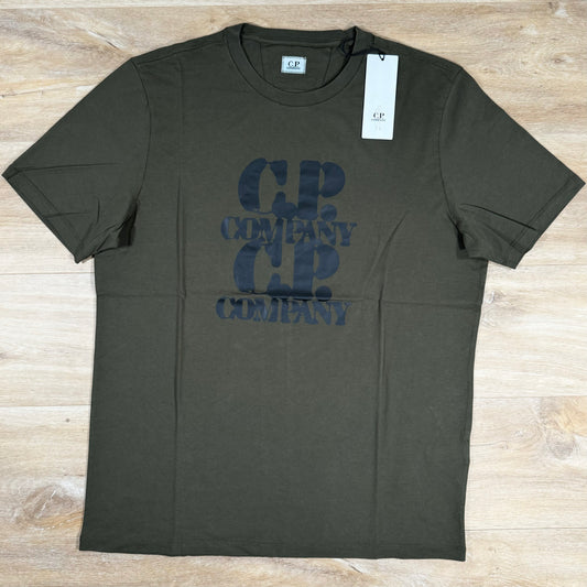 C.P. Company 30/1 Jersey Graphic T-Shirt in Ivy Green