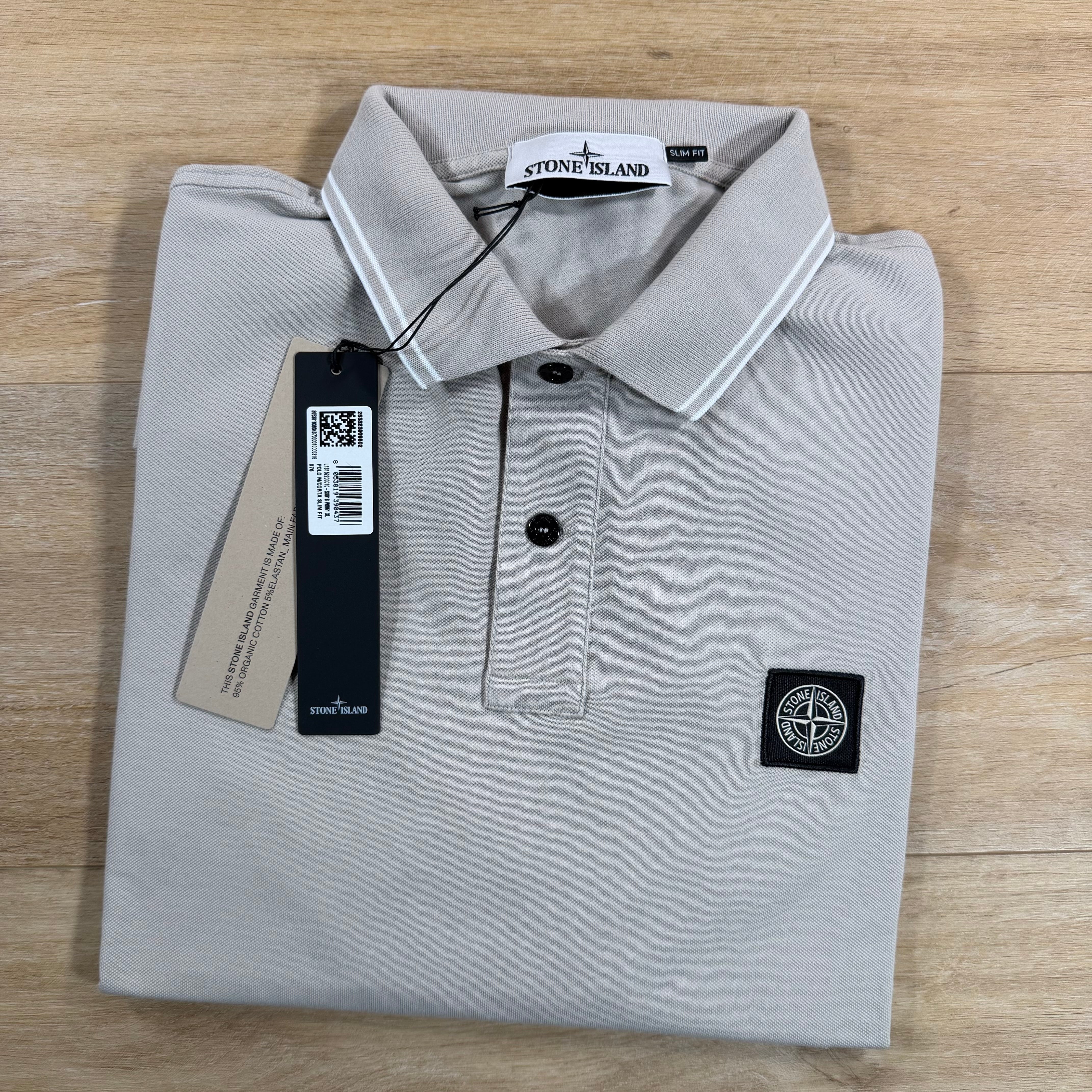 Stone Island Patch Logo Polo Shirt in Pearl Grey