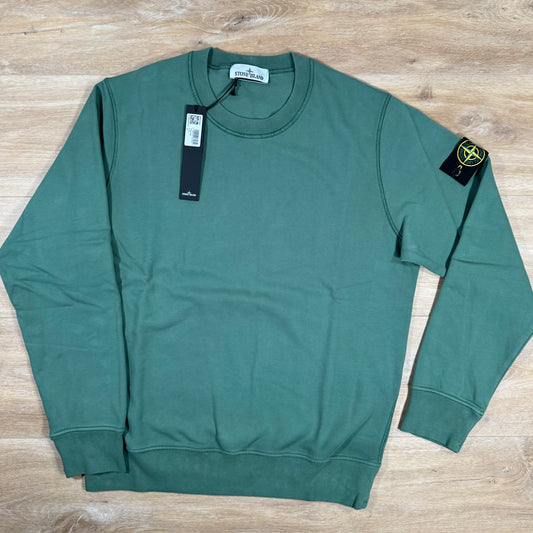 Stone Island Garment Dyed Crewneck Sweatshirt in Sage Green