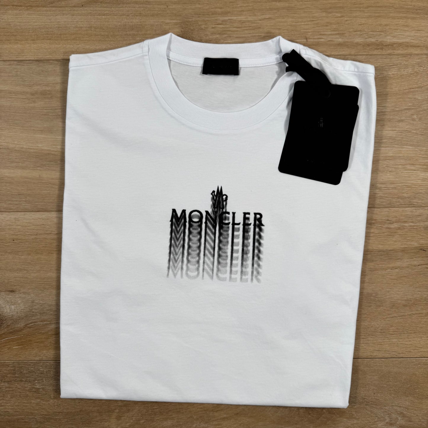 Moncler Faded Logo Cotton T-Shirt in White