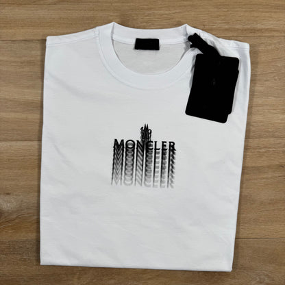 Moncler Faded Logo Cotton T-Shirt in White