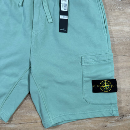 Stone Island Garment Dyed Fleece Shorts in Light Green