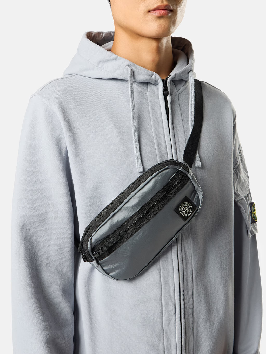 Stone Island Coated Nylon Metal Belt Bag in Ash Grey