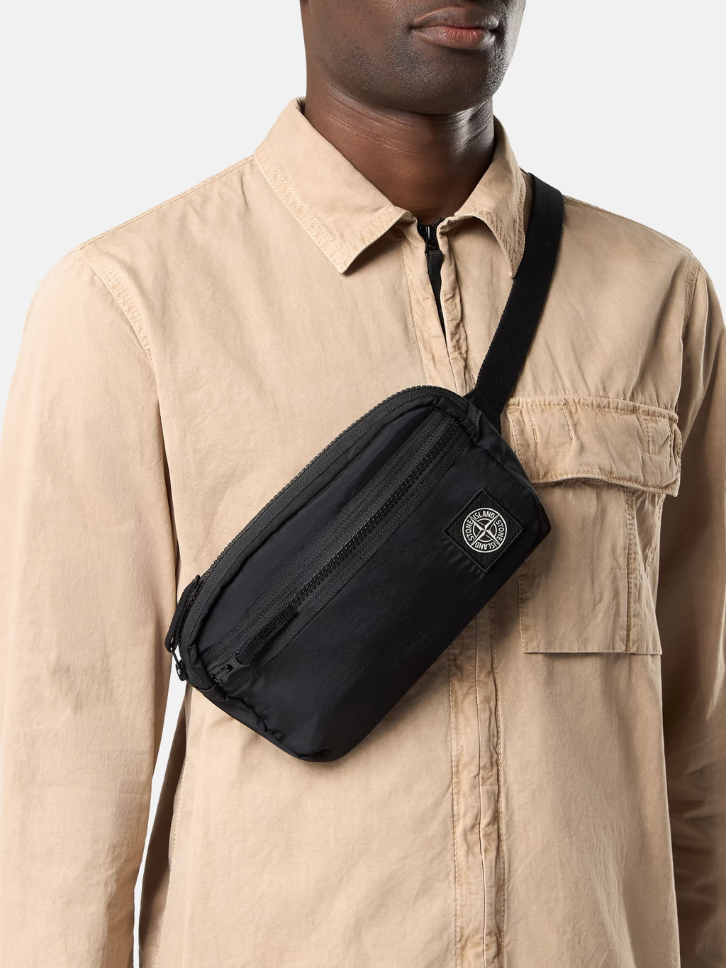 Stone Island Coated Nylon Metal Belt Bag in Black