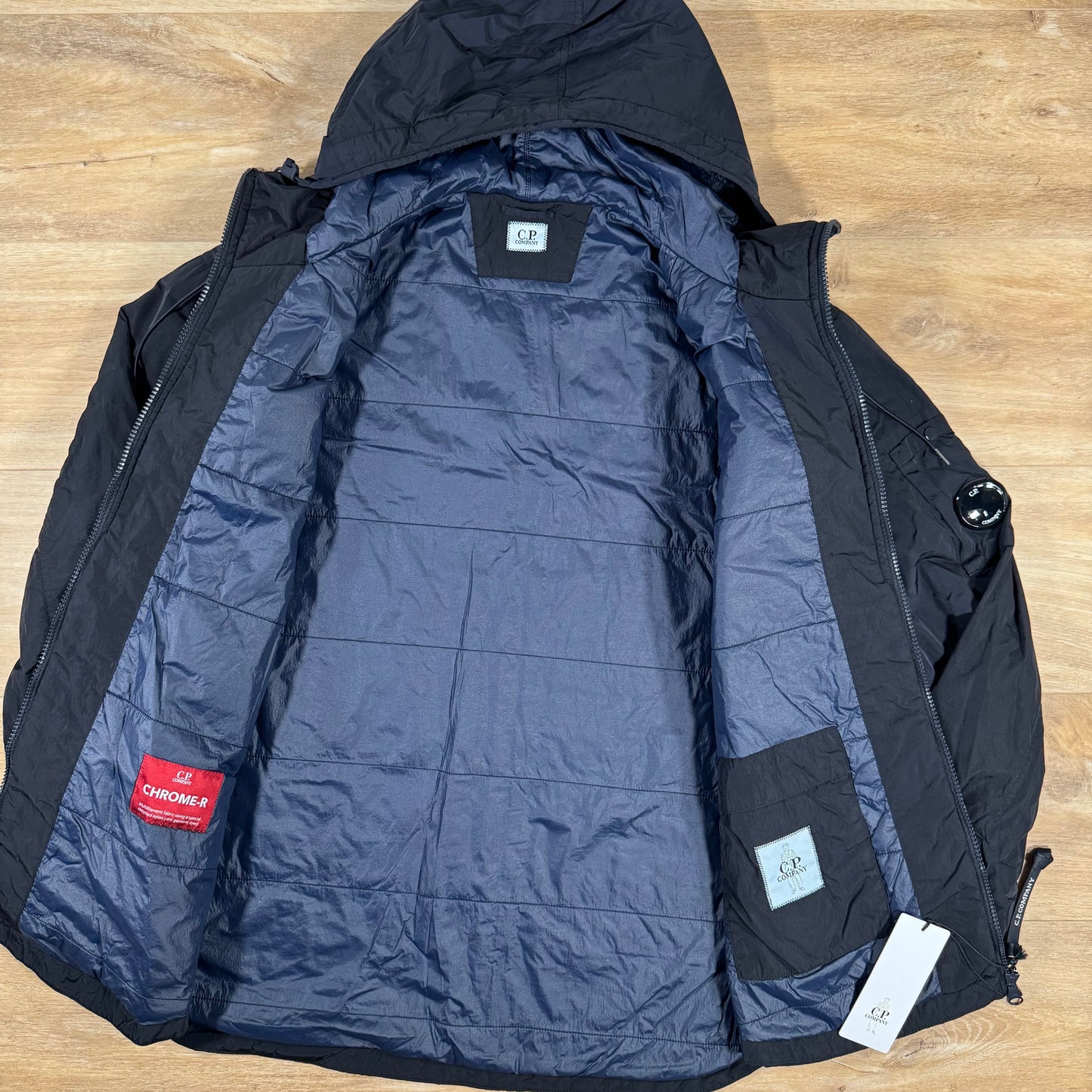 C.P. Company Chrome-R Hooded Zipped Lens Overshirt in Navy