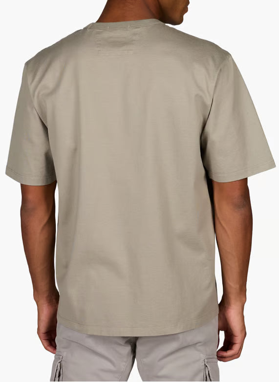 C.P. Company Mercerized Jersey Twisted Chest Logo T-Shirt in Fallen Rock - Beige