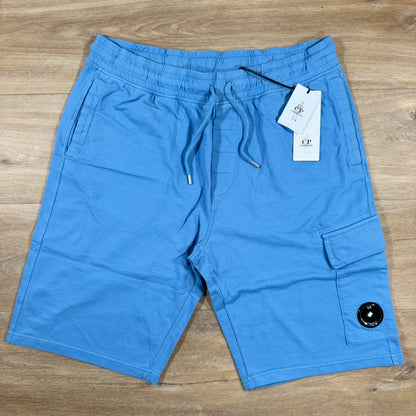 C.P. Company Light Fleece Cargo Lens Shorts in Pacific Coast - Light Blue