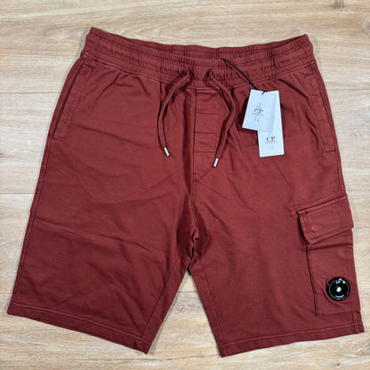 C.P. Company Light Fleece Cargo Lens Shorts in Sable - Brown