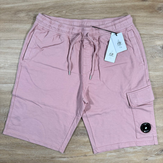 C.P. Company Light Fleece Cargo Lens Shorts in Misty Rose - Pink