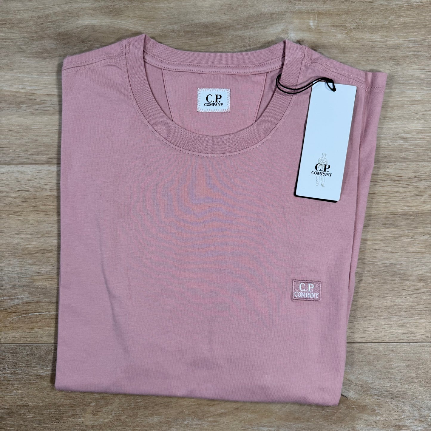 C.P. Company 30/1 Jersey Logo Patch T-Shirt in Misty Rose - Pink