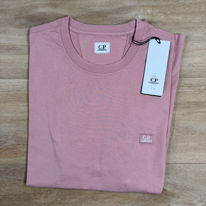 C.P. Company 30/1 Jersey Logo Patch T-Shirt in Misty Rose - Pink