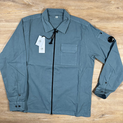 C.P. Company Organic Gabardine Lens Overshirt in Stormy Weather - Blue
