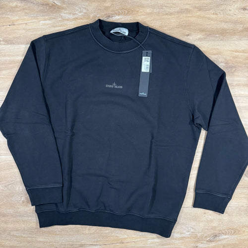 Stone Island Industrial Print Oversized Crewneck Sweatshirt in Black