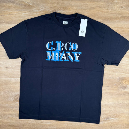 C.P. Company Blurred Logo T-Shirt in Navy