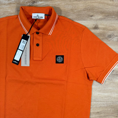Stone Island Patch Polo Shirt in Orange