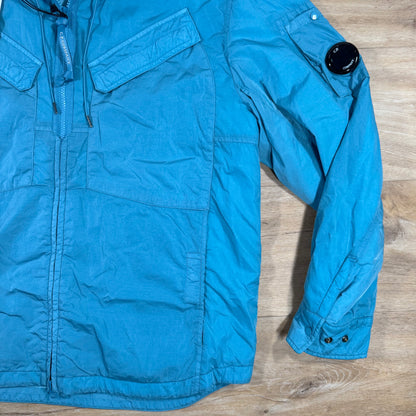 C.P. Company Chrome-R Hooded Zipped Lens Overshirt in Aegean Blue