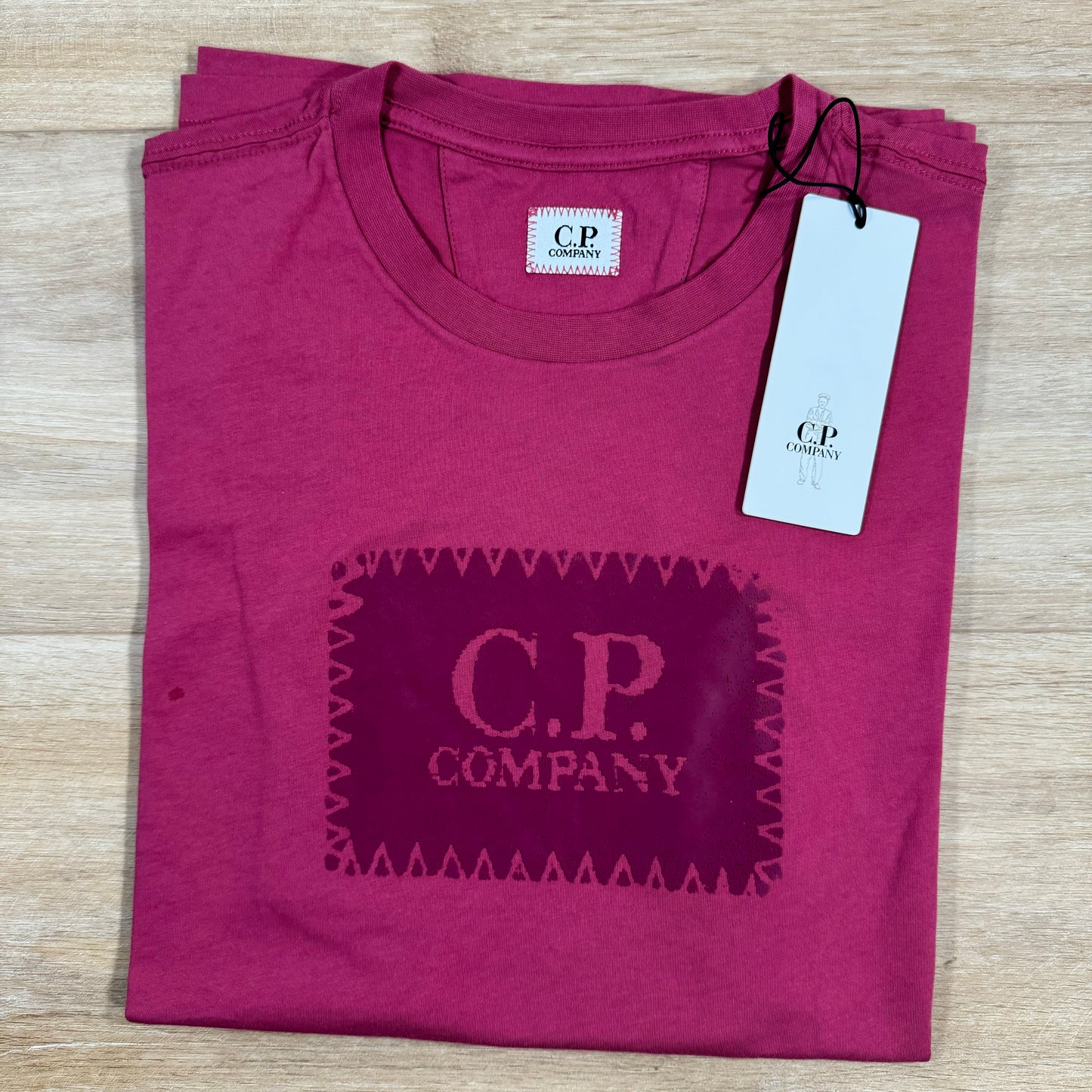 C.P. Company Stitch Logo T-Shirt in Red Bud